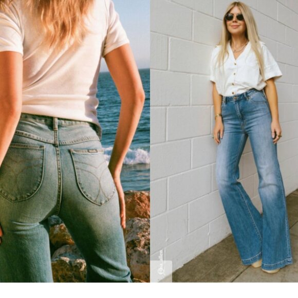 Rolla's Eastcoast Flare Jeans in Karen Blue - Picture 8 of 16
